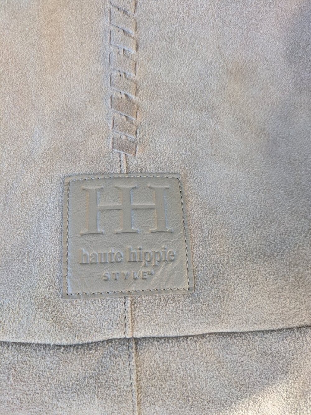 Haute Hippie Suede Leather Festival Hobo Bag w/ Removable Zipper Pouch Taupe. - Picture 2 of 8